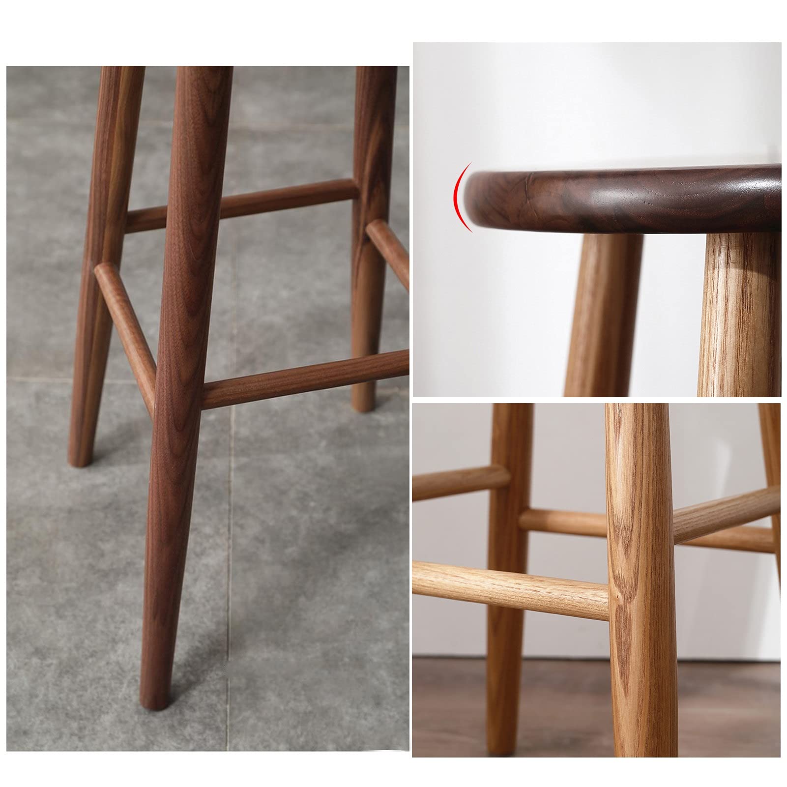 Amazon｜スツール 天然木 キッチン朝食ラウンドハイチェア、2個